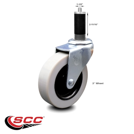 Service Caster 3 Inch Thermoplastic Rubber Wheel 1-1/8 Inch Expanding Stem Caster SCC SCC-EX05S310-TPRS-118